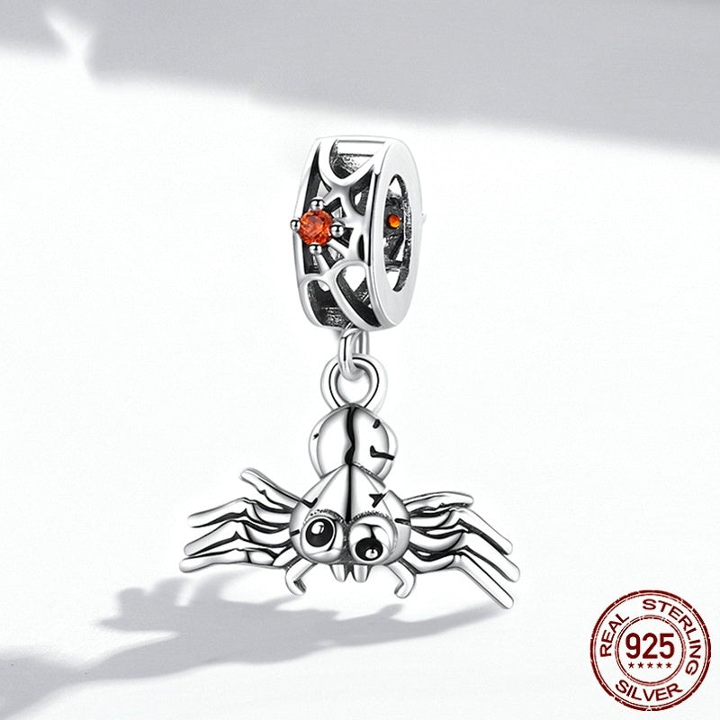 Bracciale con ciondolo a forma di ragno di Halloween in argento 925