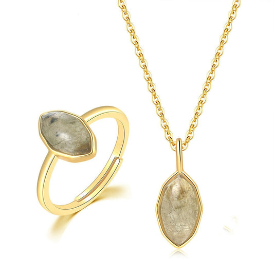 Set completo - Anillo y Pendiente. Estilo Coreano- Plata de ley 925