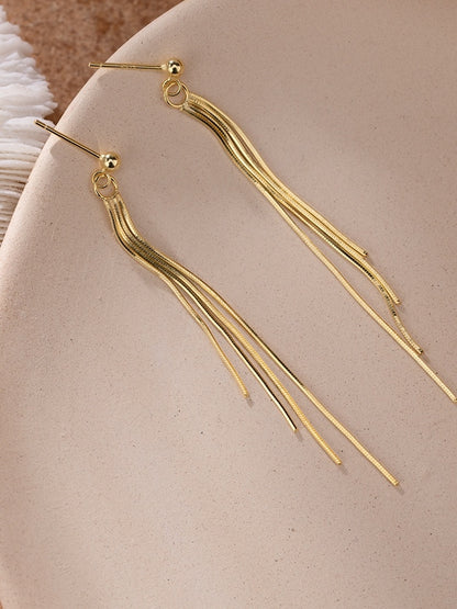 Lily Pendientes largos con borlas en plata de ley 925