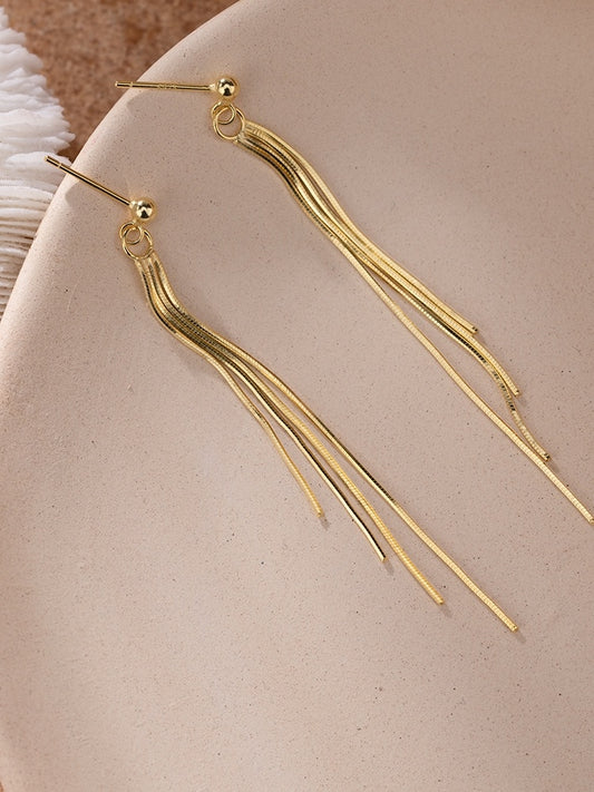 Lily Pendientes largos con borlas en plata de ley 925