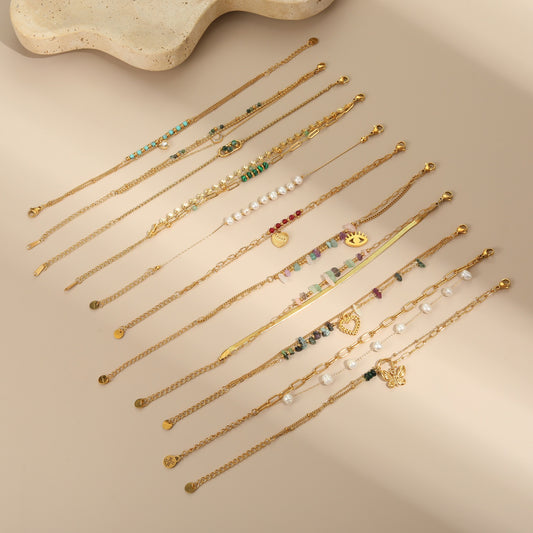 Natural Stone Brazaletes en Acero
