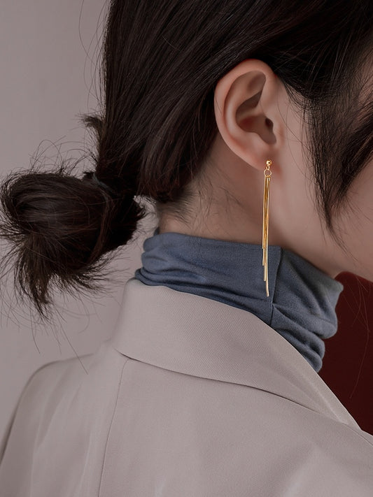Lily Pendientes largos con borlas en plata de ley 925