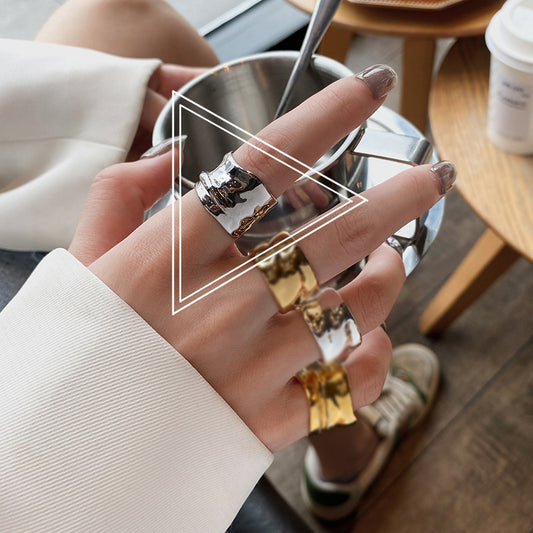 Anillo “Vintage Gold Bump” Plata de Ley s925