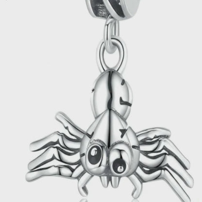 Bracciale con ciondolo a forma di ragno di Halloween in argento 925